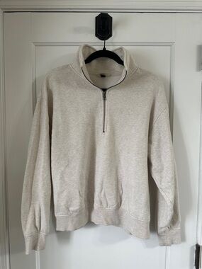 Universal Thread Women's Zip Half-Top Sweater - Oatmeal